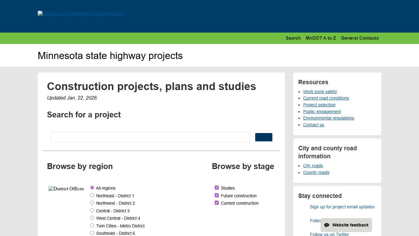 Construction Projects, Plans, and Studies on Minnesota Highways - MnDOT